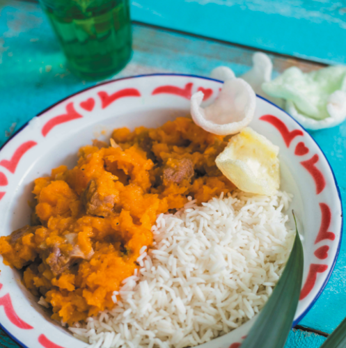 Recept: Pompoen met rijst en zoutvlees